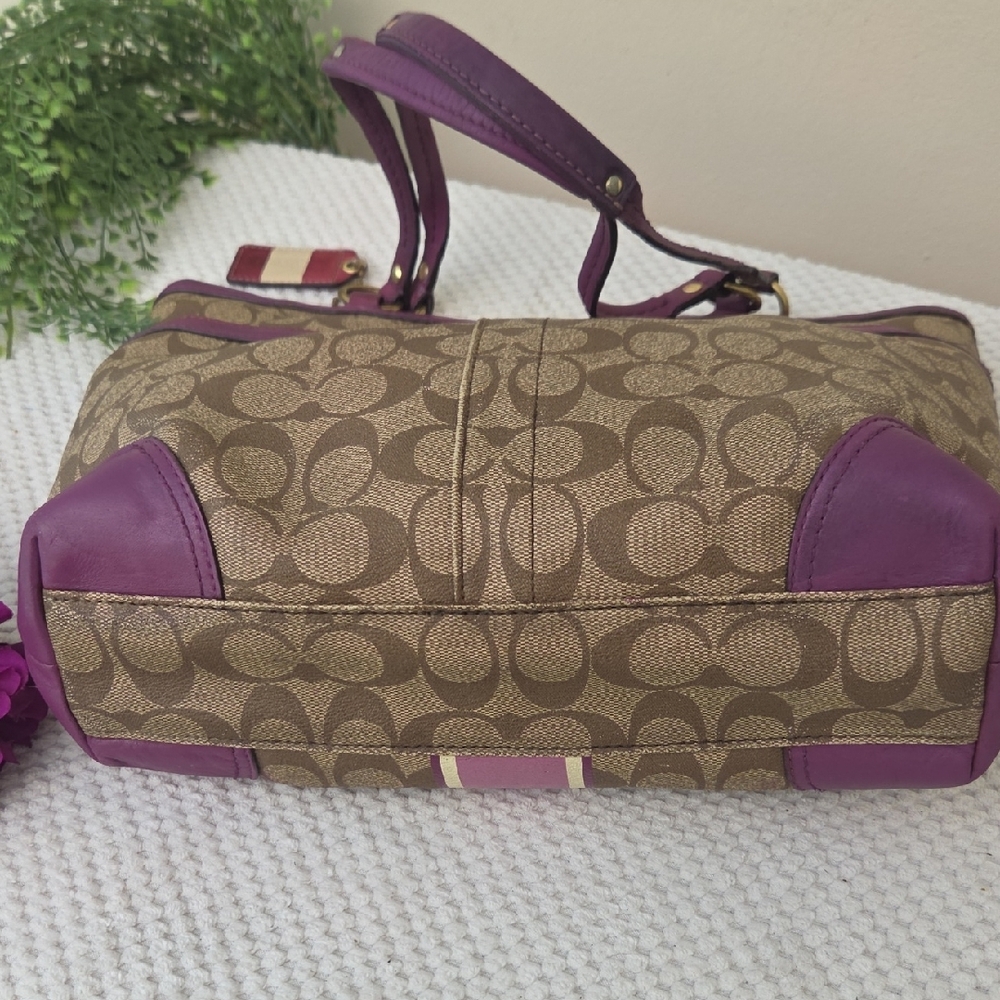 Coach Brown Purple Vintage Signature Coated Canvas Tote - Picture 7 of 16